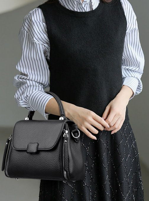 EMS237 BLACK Vegan Leather Bag