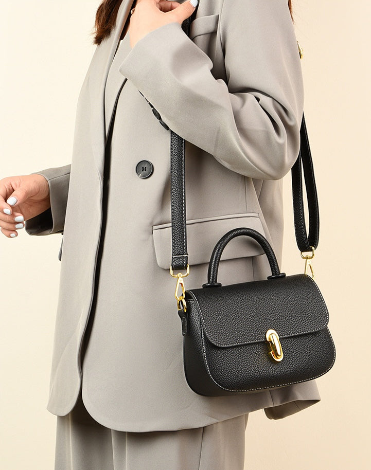 EMS226 BLACK Vegan Leather Bag