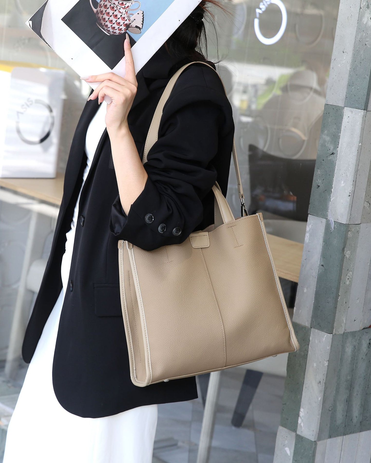 EGM365 KHAKI Genuine Leather Bag