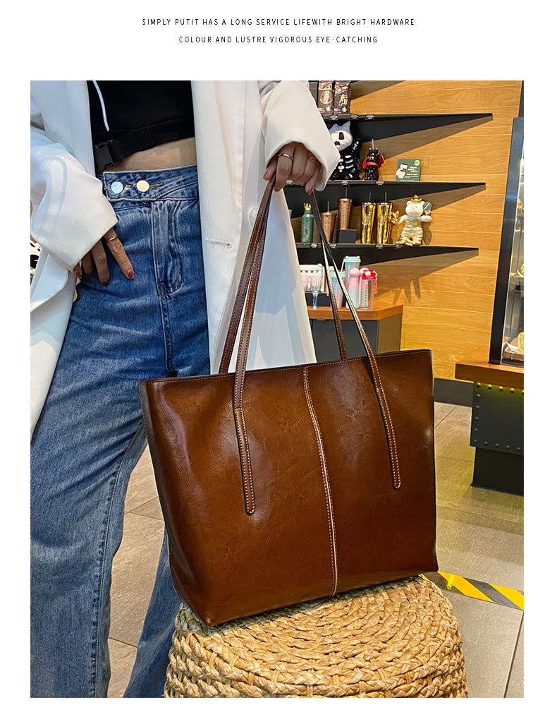 EGM288 COFFEE Genuine Leather Bag