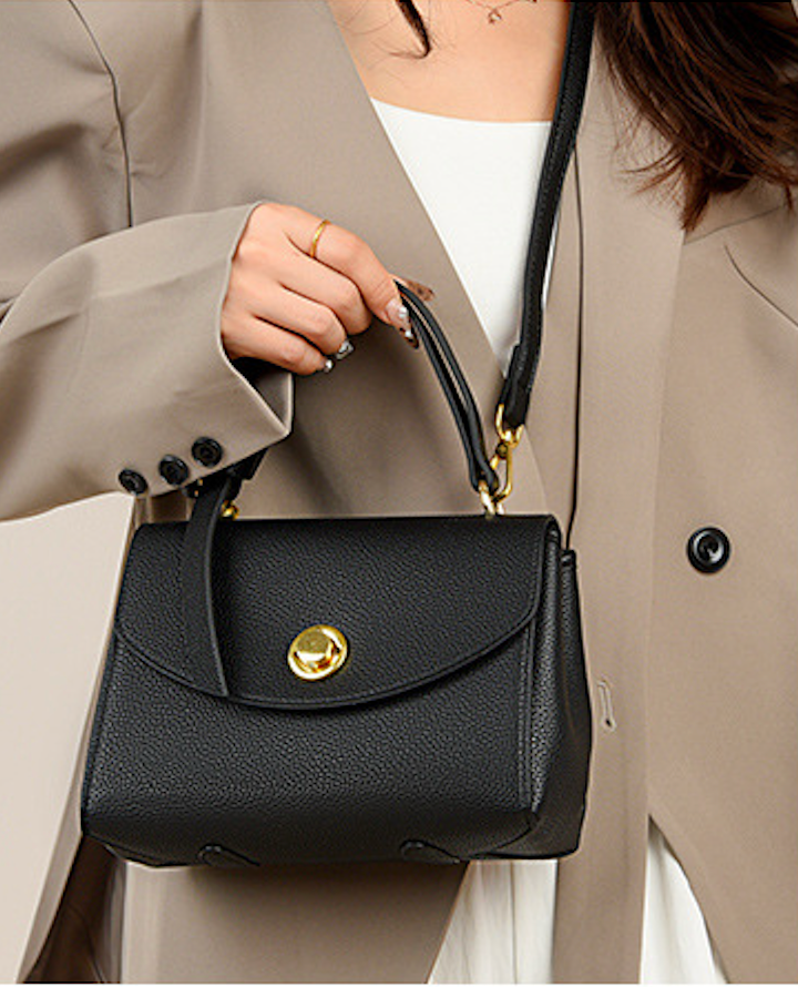 EMS233 BLACK Vegan Leather Bag