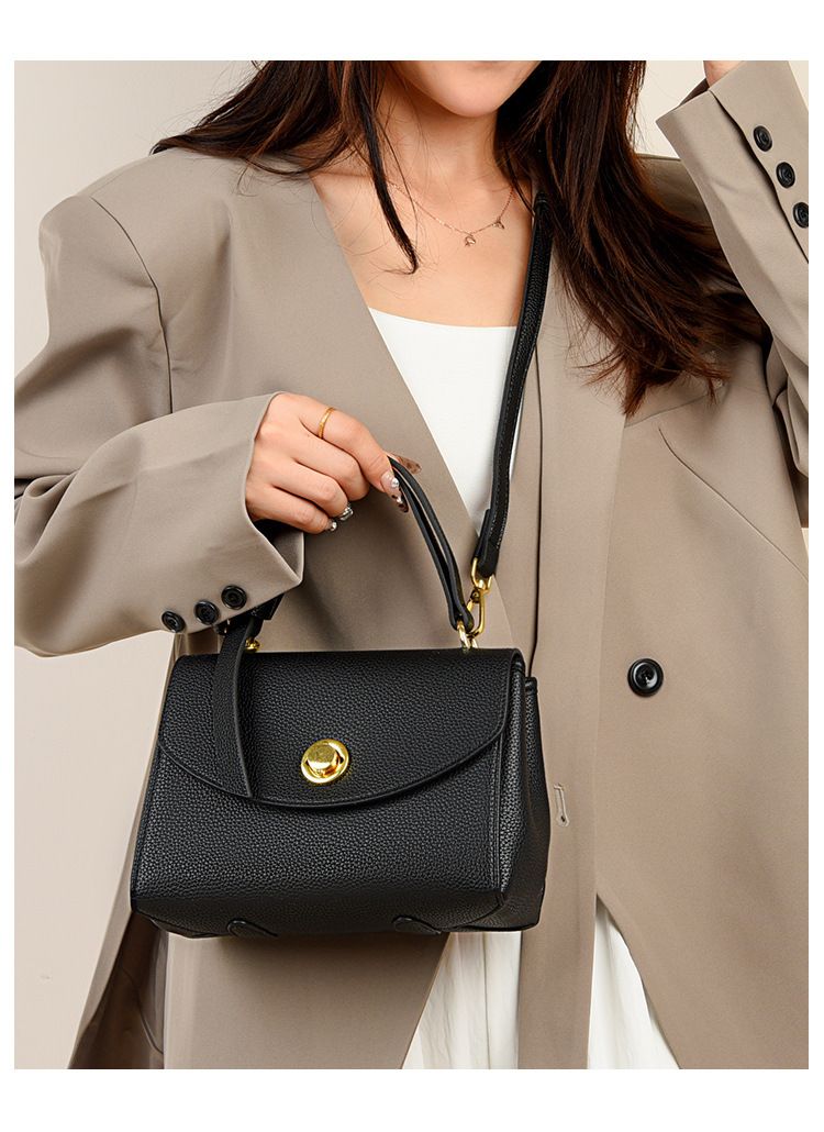 EMS233 BLACK Vegan Leather Bag