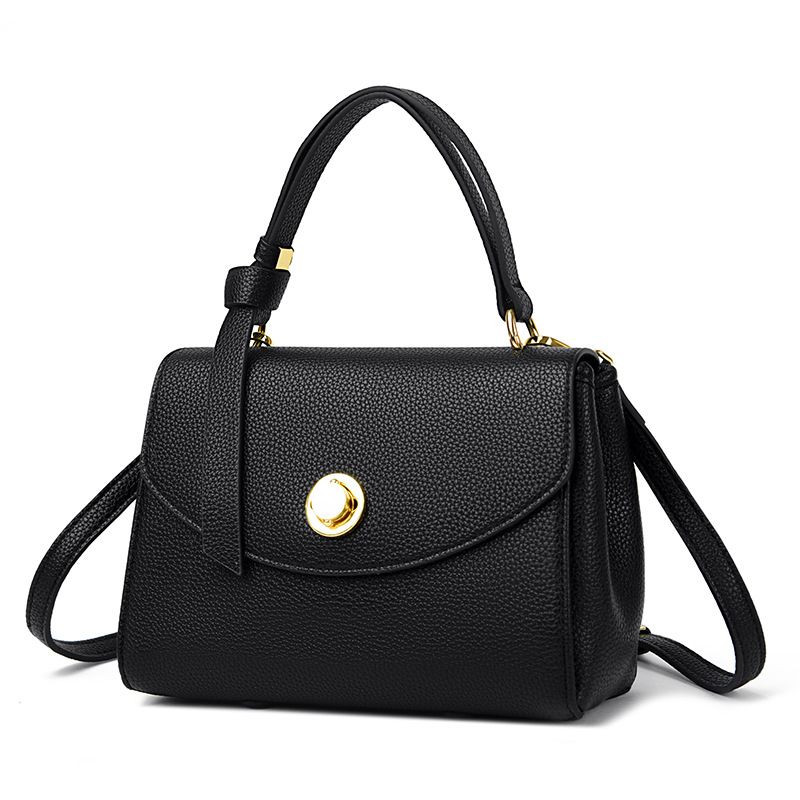 EMS233 BLACK Vegan Leather Bag