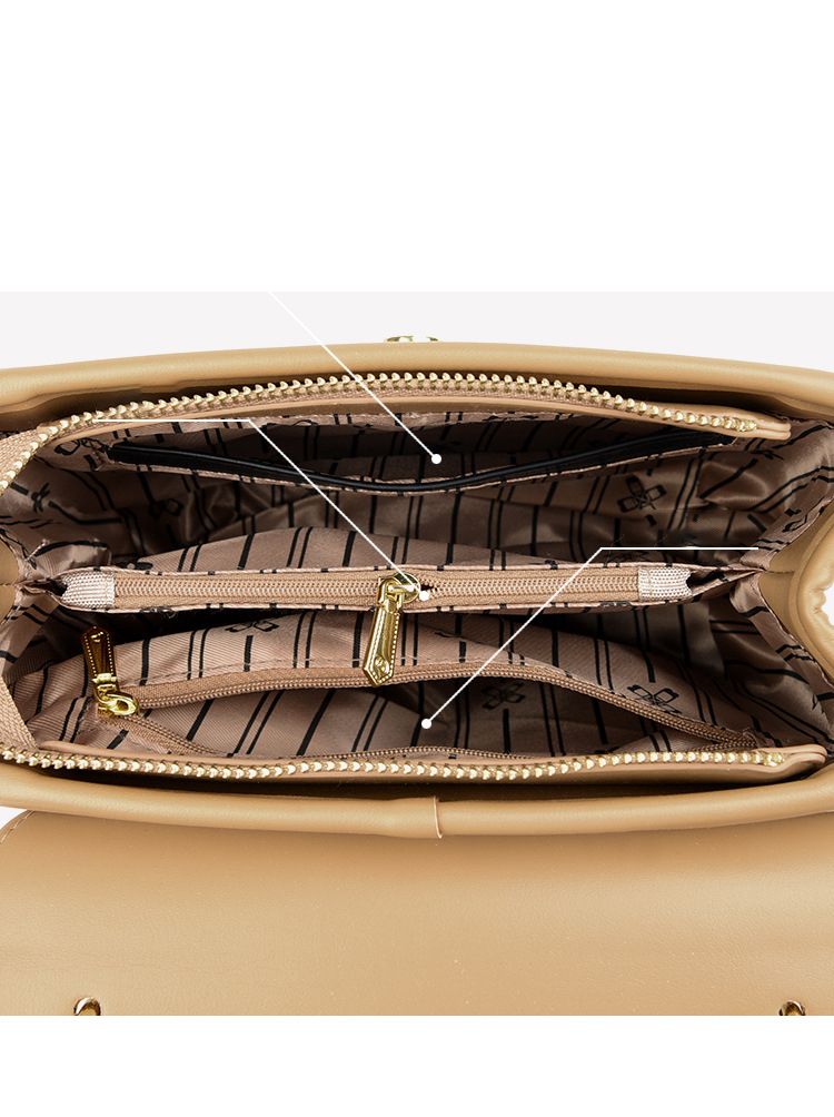 EMS233 BEIGE Vegan Leather Bag