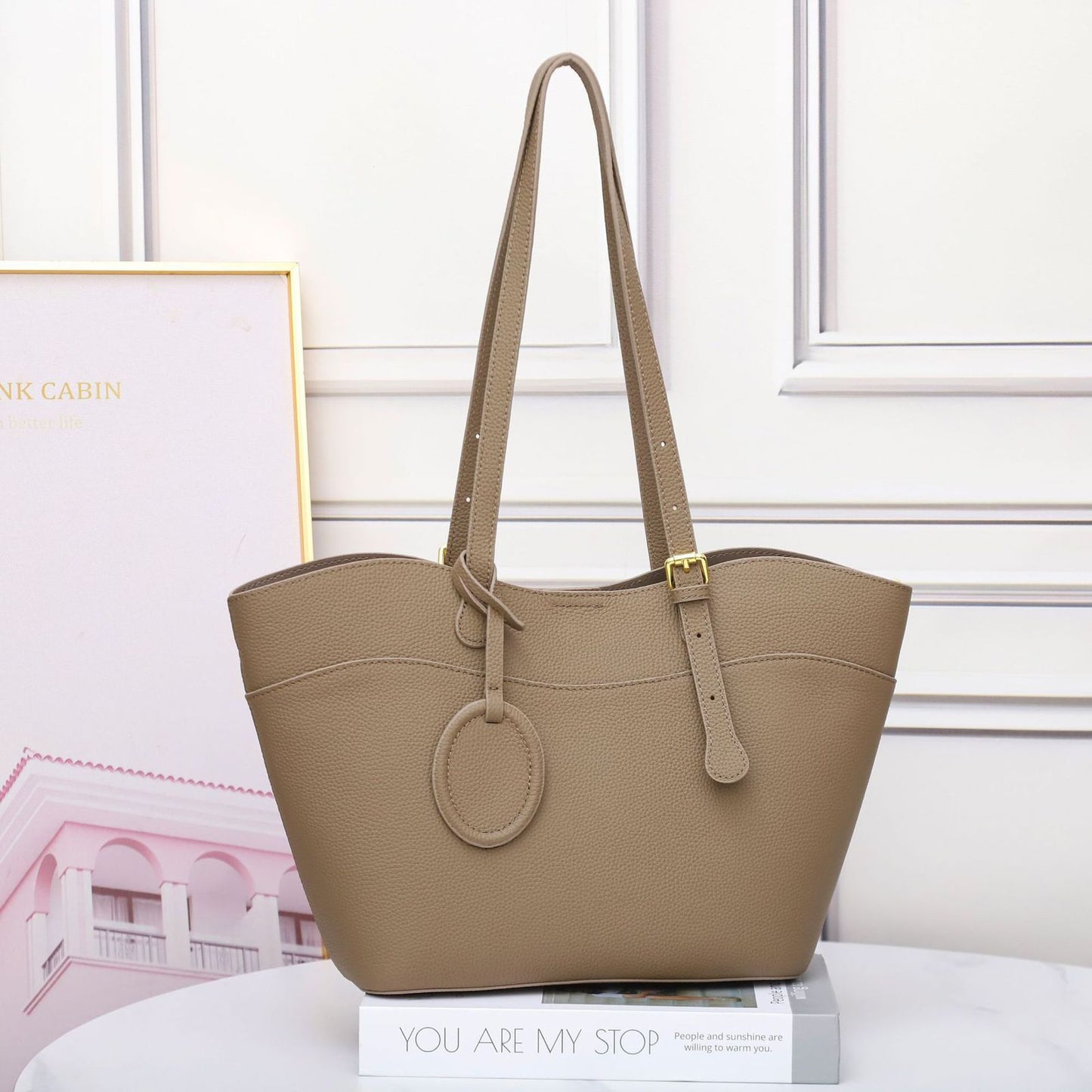 EGM369 KHAKI Genuine Leather Bag